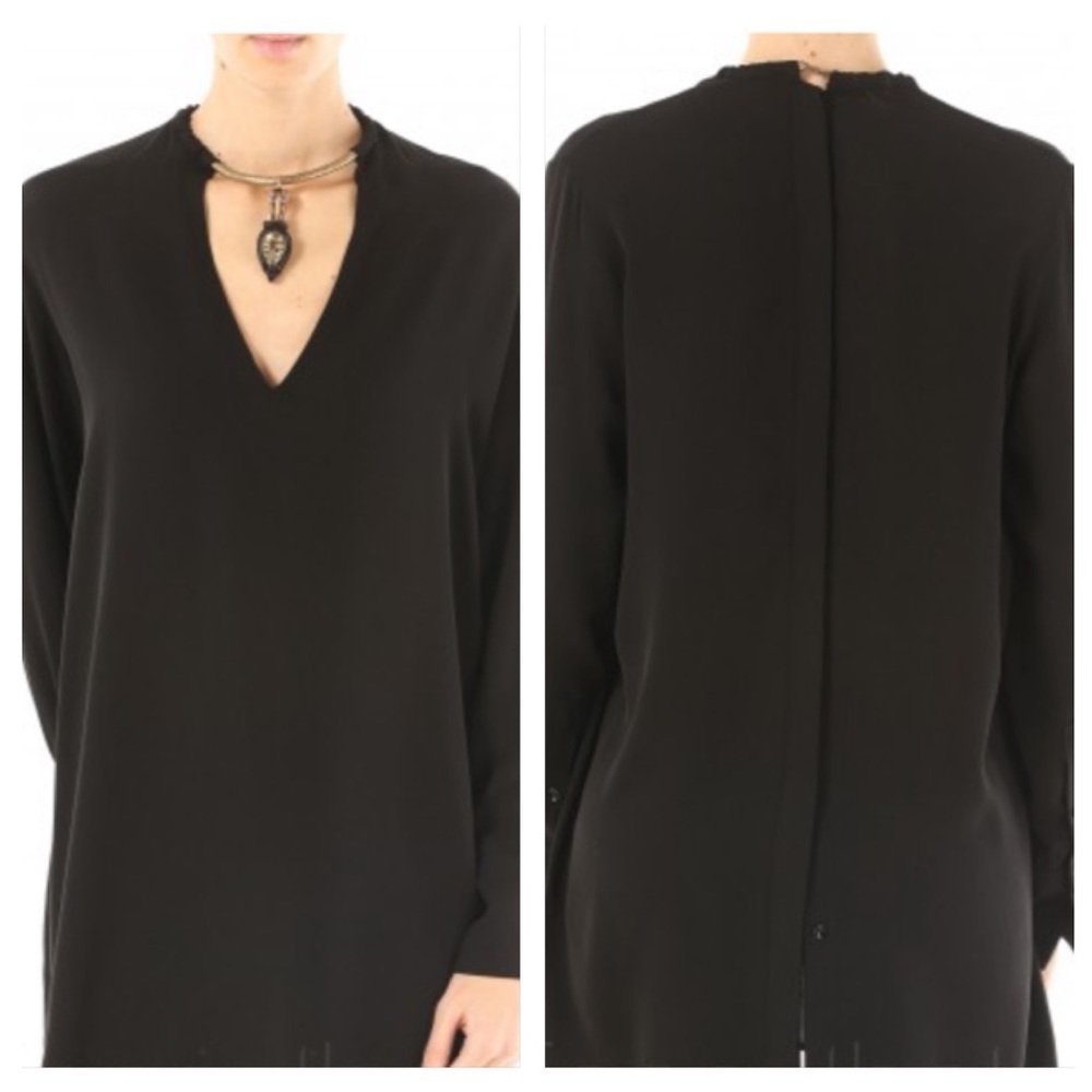 Valentino black silk long sleeve blouse.